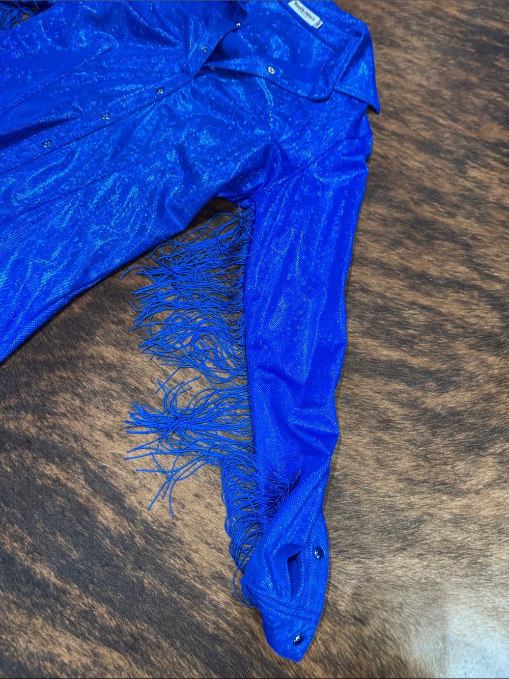 NWOT ROYAL SPARKLE & FRINGE PERFORMANCE RODEO SHIRT - Picture 5 of 7